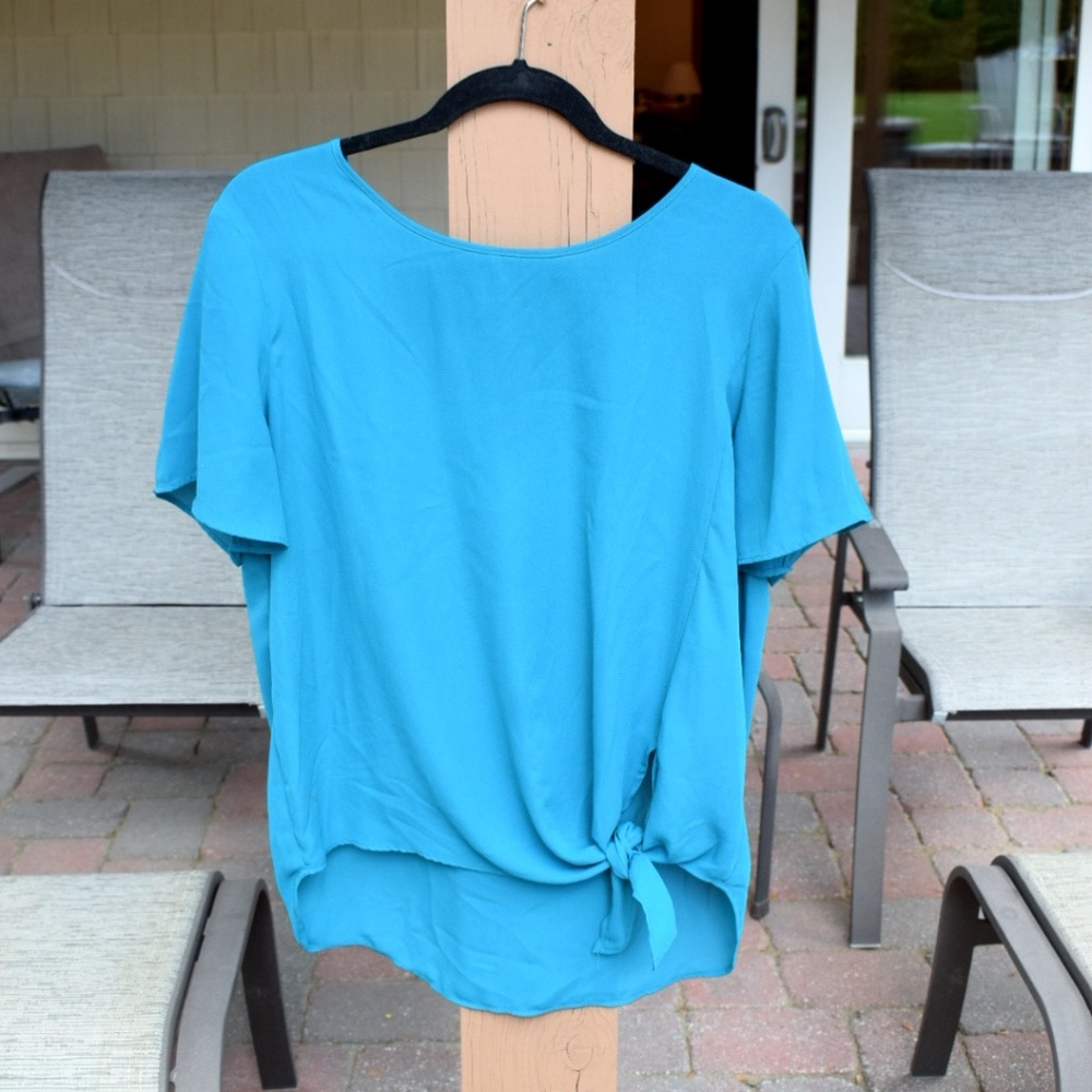 Pink Rose Teal Blouse